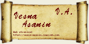 Vesna Ašanin vizit kartica
